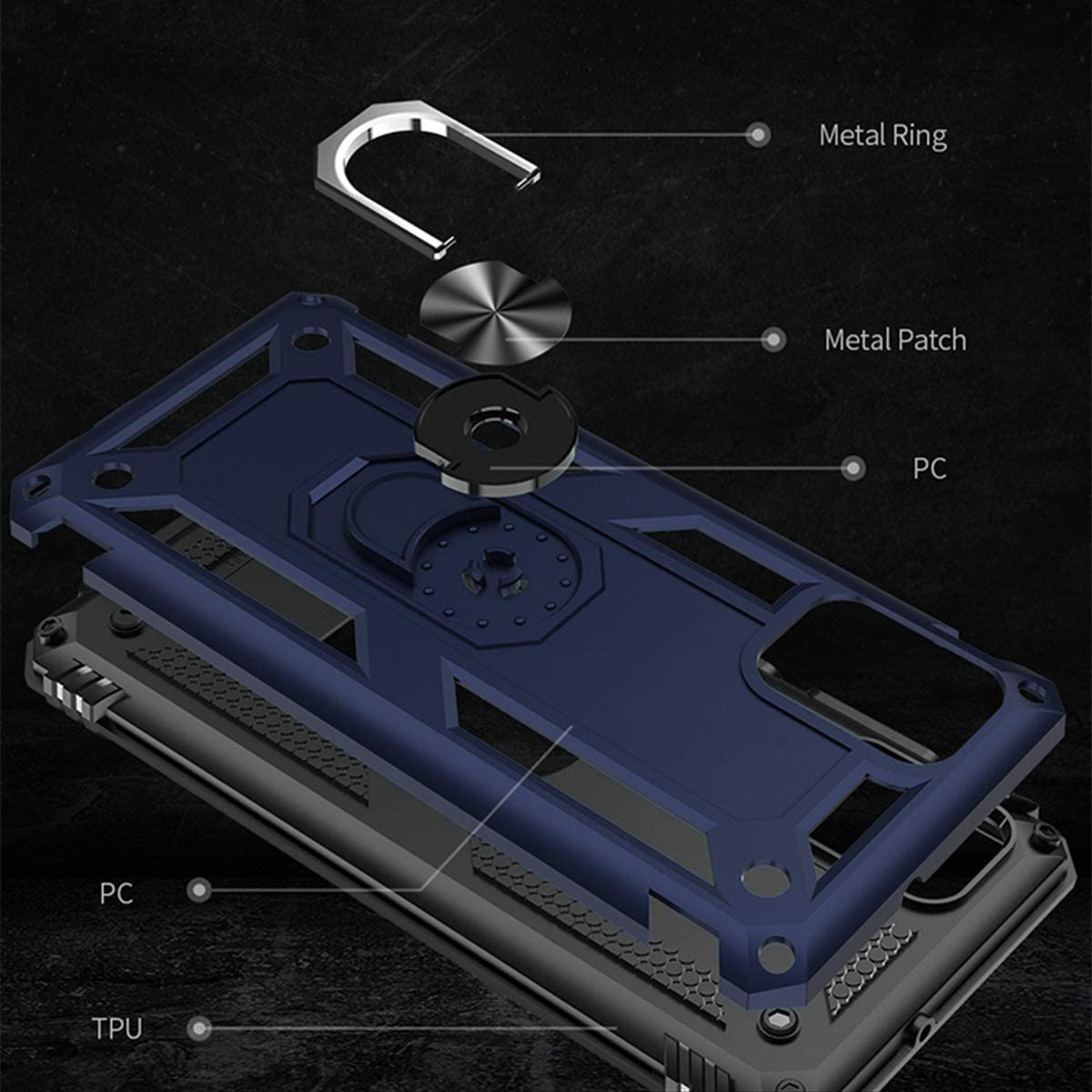 Protectores para celular  para Samsung  A31 Funda reforzada con anillo v2 Azul